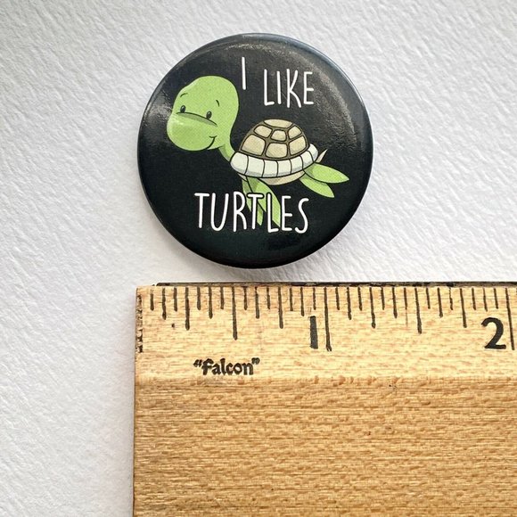 Cute I Like Turtles Button Pinback Lapel Hat Lanyard Collectible Pin 1.25” - Picture 4 of 4